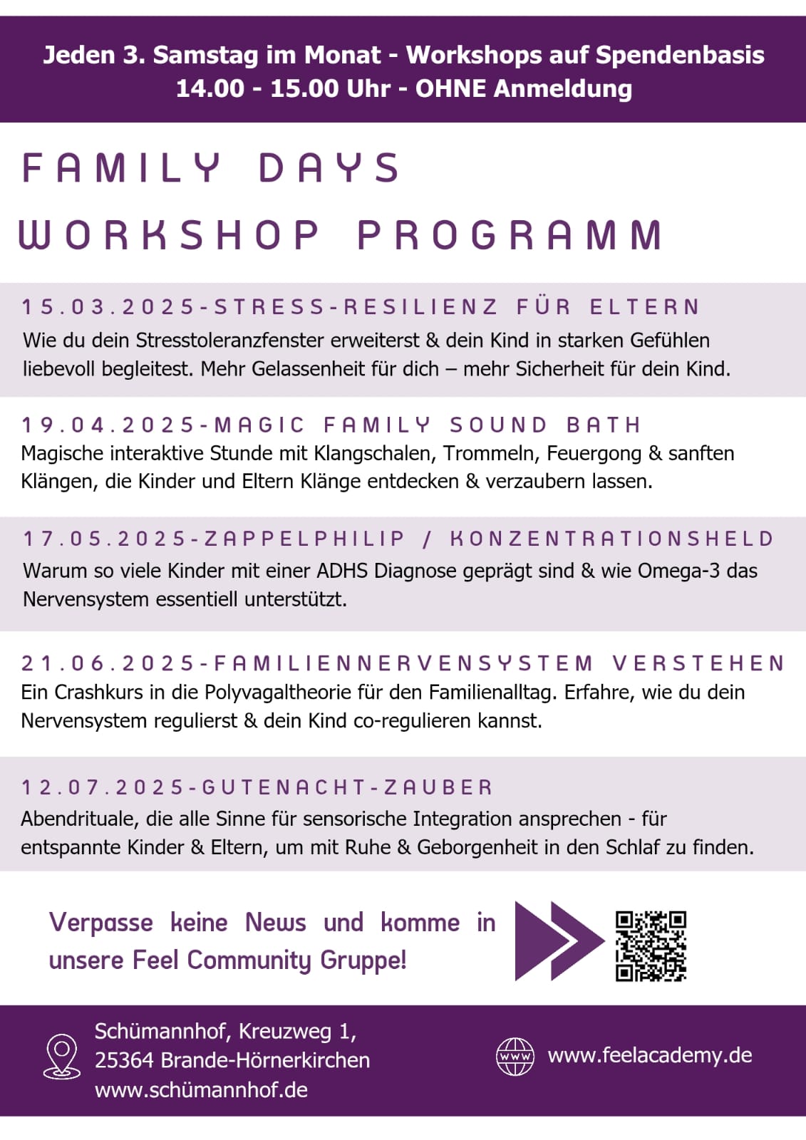 Flyer Family Yoga auf dem Schümannhof